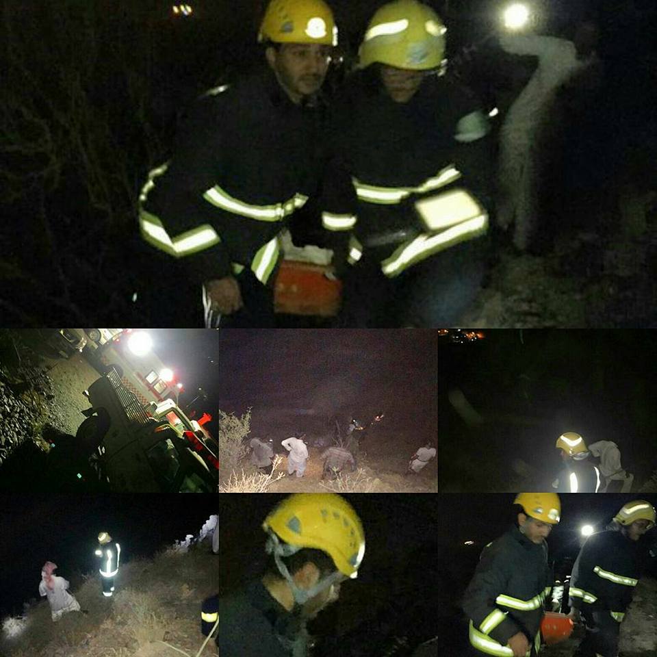 مصرع 5 وإصابة اثنين سقطت مركبتهم من عقبة الجفو بالدائر ..