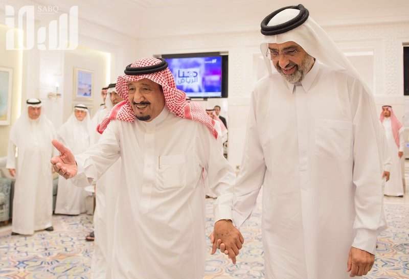 خادم الحرمين الشريفين يستقبل الشيخ عبدالله آل ثاني